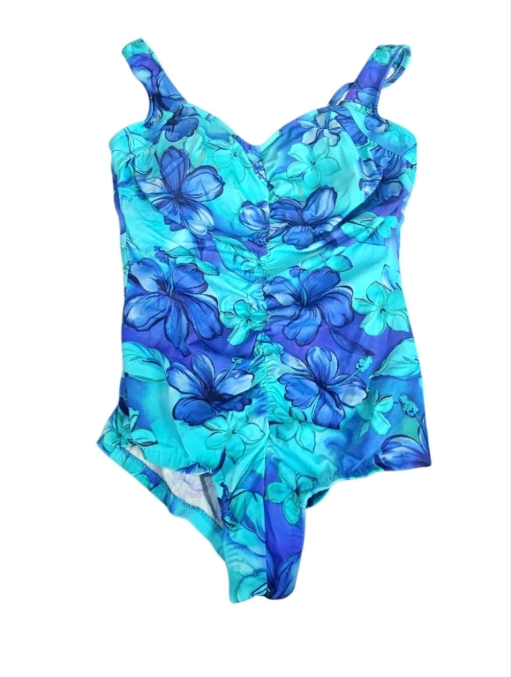 Le Cove Blue Floral One-Piece Swimsuit Sz 18 plus